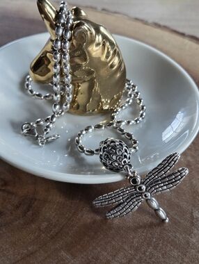 Pandora Detailed Textured Design Dragonfly Pendant 23.6 In. Necklace